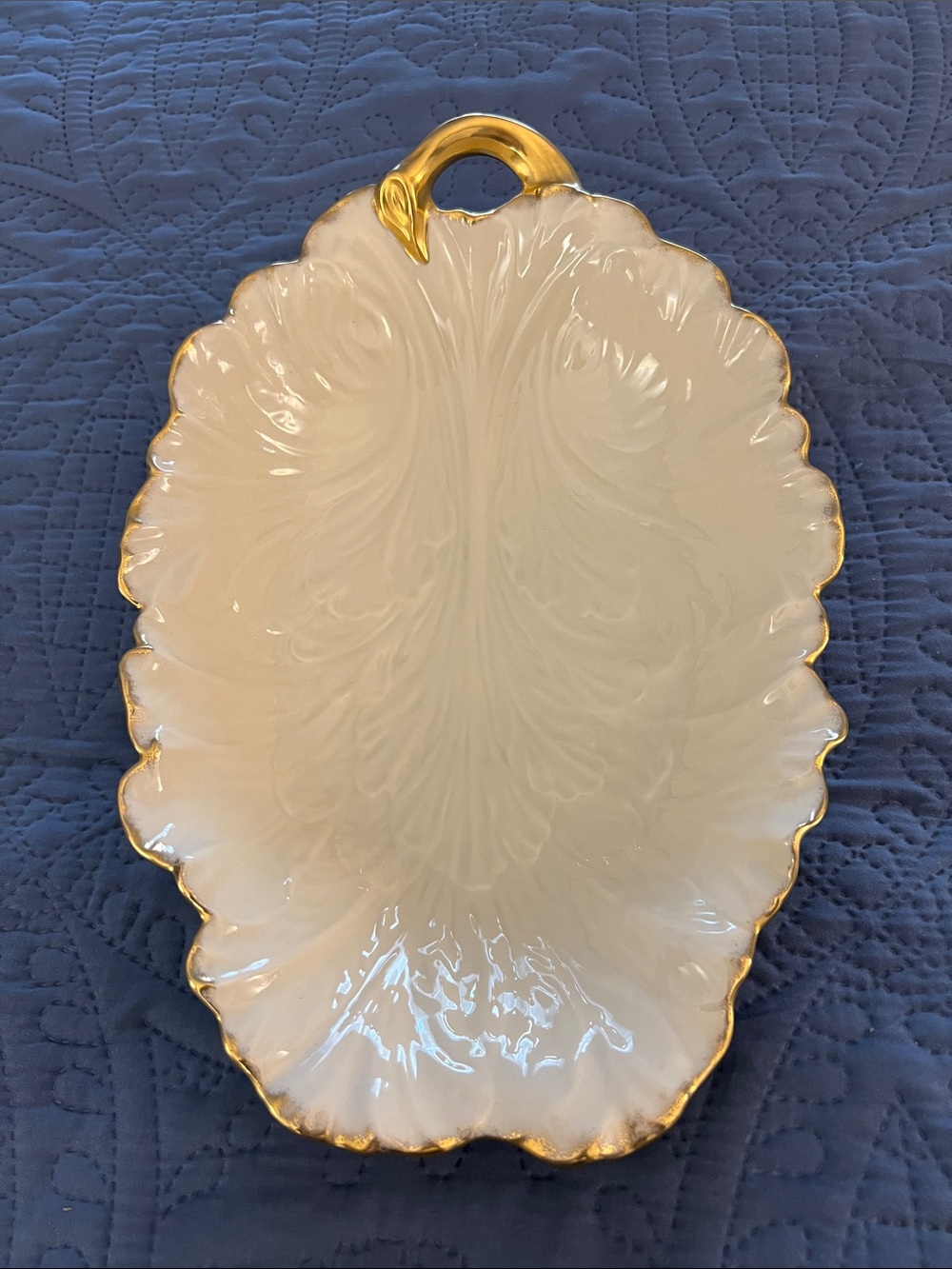 Lenox White and 24kt Gold Leaf-Shaped Serving Platter